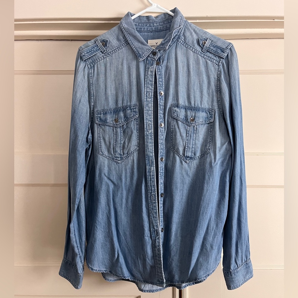 American Eagle Denim Button-Up Shirt